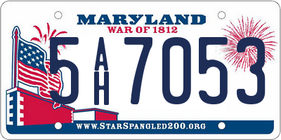 MD license plate 5AH7053