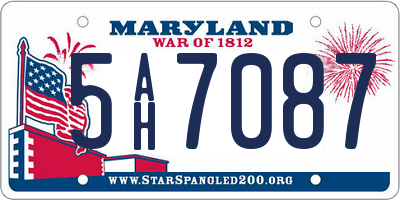 MD license plate 5AH7087