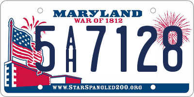 MD license plate 5AH7128