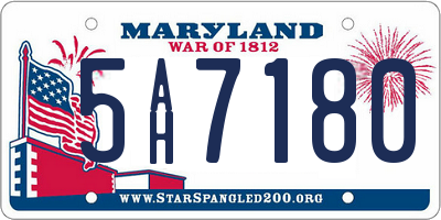 MD license plate 5AH7180