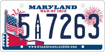 MD license plate 5AH7263