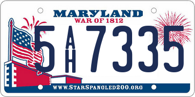 MD license plate 5AH7335