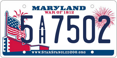 MD license plate 5AH7502