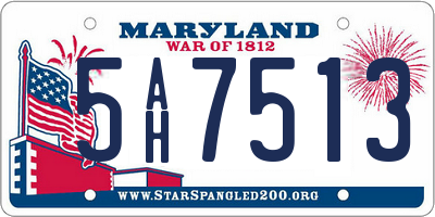 MD license plate 5AH7513