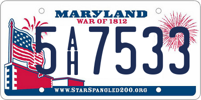MD license plate 5AH7533