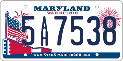 MD license plate 5AH7538