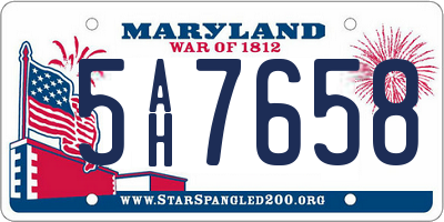 MD license plate 5AH7658