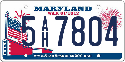 MD license plate 5AH7804