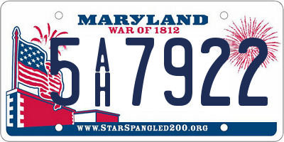 MD license plate 5AH7922