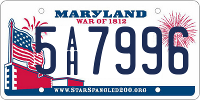 MD license plate 5AH7996