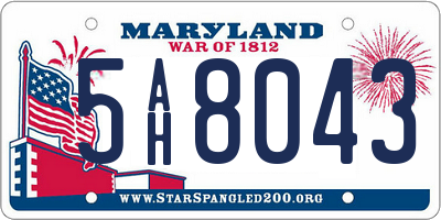 MD license plate 5AH8043