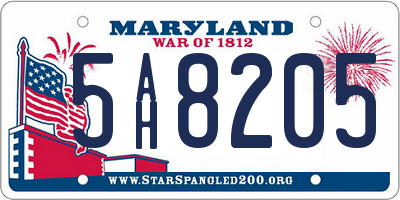 MD license plate 5AH8205