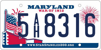 MD license plate 5AH8316