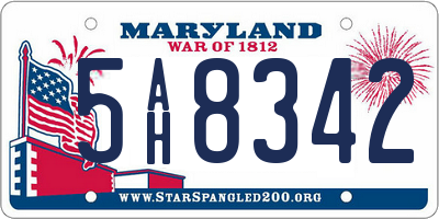 MD license plate 5AH8342