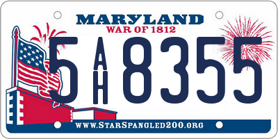 MD license plate 5AH8355