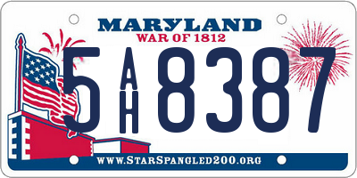 MD license plate 5AH8387