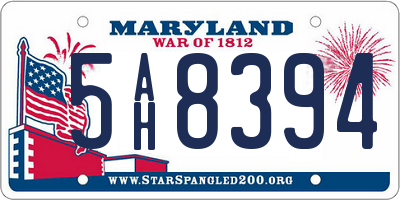 MD license plate 5AH8394