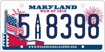 MD license plate 5AH8398