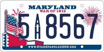 MD license plate 5AH8567