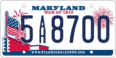 MD license plate 5AH8700