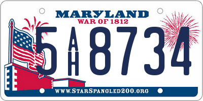 MD license plate 5AH8734