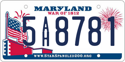 MD license plate 5AH8781