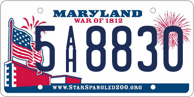 MD license plate 5AH8830