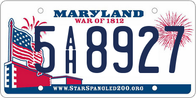 MD license plate 5AH8927