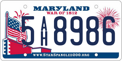 MD license plate 5AH8986