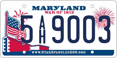 MD license plate 5AH9003
