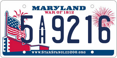 MD license plate 5AH9216