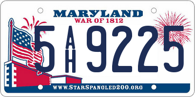 MD license plate 5AH9225
