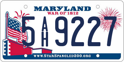 MD license plate 5AH9227