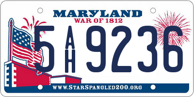 MD license plate 5AH9236