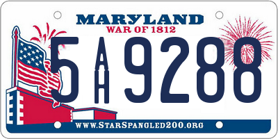 MD license plate 5AH9288