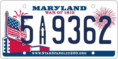MD license plate 5AH9362