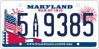 MD license plate 5AH9385