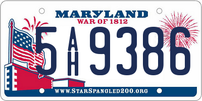 MD license plate 5AH9386