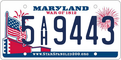 MD license plate 5AH9443