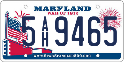 MD license plate 5AH9465