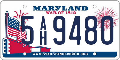 MD license plate 5AH9480