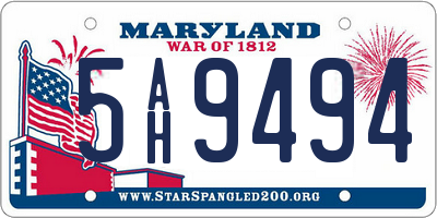 MD license plate 5AH9494