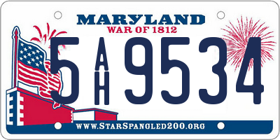 MD license plate 5AH9534