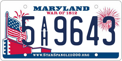MD license plate 5AH9643