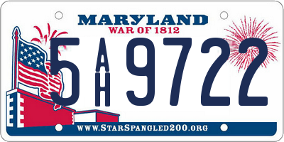 MD license plate 5AH9722