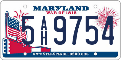 MD license plate 5AH9754