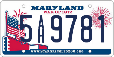 MD license plate 5AH9781