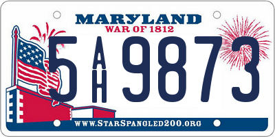 MD license plate 5AH9873
