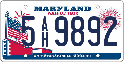 MD license plate 5AH9892
