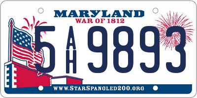 MD license plate 5AH9893